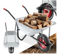TECTAKE - Brouette de jardin Oskar, 100L, 250kg, bac en acier galvanisé, roue pneumatique - argent