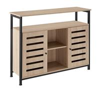 tectake® Buffet 100 x 37 x 82 cm, Meuble de rangement au Style industriel, Portes et Étagères, Buffet salle a manger, Rangement cuisine, Meuble de rangement salon, Vaisselier, Meuble salon, Bois clair