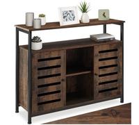 tectake® Buffet 100 x 37 x 82 cm, Meuble de rangement au Style industriel, Portes et Étagères, Buffet salle a manger, Rangement cuisine, Meuble de rangement salon, Vaisselier, Meuble salon, Bois foncé