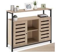 tectake® Buffet 100 x 37 x 82 cm, Meuble de rangement au Style industriel, Portes et Étagères, Buffet salle a manger, Rangement cuisine, Meuble de rangement salon, Vaisselier, Meuble salon, Bois clair