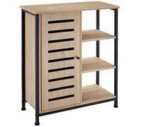 TecTake® Buffet 71 x 32 x 82 cm, Rangement Cuisine, 3 Compartiments Ouverts et 3 fermés, Meuble de Cuisine, Vaisselier, Bahut, Buffet Salle a Manger, Meuble de Rangement Style Industriel, Bois Clair