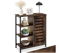 TecTake® Buffet 71 x 32 x 82 cm, Rangement Cuisine, 3 Compartiments Ouverts et 3 fermés, Meuble de Cuisine, Vaisselier, Bahut, Buffet Salle a Manger, Meuble de Rangement Style Industriel, Bois foncé