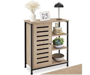 tectake® Buffet 71 x 32 x 82 cm, Rangement Cuisine, 3 Compartiments Ouverts et 3 fermés, Meuble de Cuisine, Vaisselier, Bahut, Buffet Salle a Manger, Meuble de Rangement Style Industriel, Bois Clair