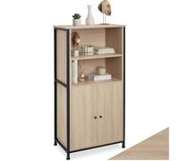 tectake® Buffet Haut 60 x 38 x 125 cm, Meuble de Rangement Cuisine Salon au Style Industriel, avec Portes et Étagères, Rangement Cuisine, Buffet Salle a Manger, Vaisselier, Garde Manger, Bois Clair