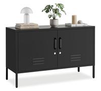 tectake® Buffet métallique 100x42,5x65 cm, Meuble de Rangement Style Industriel, 2 Portes à Fermeture magnétique et 2 Jeux de clés, Etageres Ajustables, Meuble TV, Buffet Salle a Manger Salon Bureau