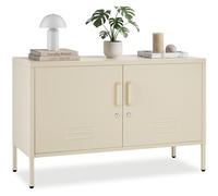 tectake® Buffet métallique 100x42,5x65 cm, Meuble de Rangement Style Industriel, 2 Portes à Fermeture magnétique et 2 Jeux de clés, Etageres Ajustables, Meuble TV, Buffet Salle a Manger Salon Bureau