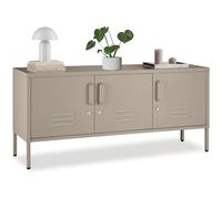 tectake® Buffet métallique 120x37,5x55,5 cm, Meuble de rangement Style industriel, 3 portes à fermeture magnétique et 3 jeux de clés, Etageres ajustables, Meuble tv, Buffet Salle a manger Salon Bureau