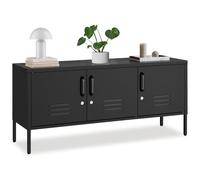 tectake® Buffet métallique 120x37,5x55,5 cm, Meuble de rangement Style industriel, 3 portes à fermeture magnétique et 3 jeux de clés, Etageres ajustables, Meuble tv, Buffet Salle a manger Salon Bureau