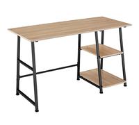 TecTake® Bureau 120 x 50 x 73,5 cm, 2 étagères de Rangement intégrées, Table de Bureau, Style Industriel Bureaux Ordinateur Meuble pc Table de Travail Meuble Ordinateur Desk Teletravail, Bois Clair