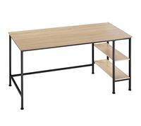 TecTake® Bureau 140 x 60 x 76,5 cm, 2 étagères de Rangement intégrées, Table de Bureau, Style Industriel Bureaux Ordinateur Meuble pc Table de Travail Meuble Ordinateur Desk Teletravail, Bois Clair
