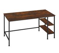 TecTake® Bureau 140 x 60 x 76,5 cm, 2 étagères de Rangement intégrées, Table de Bureau, Style Industriel Bureaux Ordinateur Meuble pc Table de Travail Meuble Ordinateur Desk Teletravail, Bois foncé