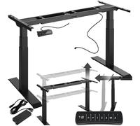 tectake Bureau Assis Debout Pied de Bureau Réglable en Hauteur Electrique Bureau ergonomique Bureau ordinateur 110-190x68x58-123cm en Acier avec Fonction Mémoire 3 positions, Charge max. 125 Kg - Noir