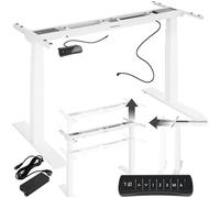 TecTake® Bureau Assis Debout Pied Réglable en Hauteur Electrique Bureau Ergonomique 110-190x68x58-123cm en Acier avec Fonction Mémoire de 3 Positions - Blanc
