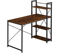 TecTake® Bureau avec 3 étagères intégrées 122 x 61 x 120 cm, Table de Bureau Style Industriel, Bureaux Ordinateur Meuble pc Table de Travail Meuble Ordinateur Desk Teletravail, Bois foncé