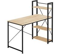 TecTake® Bureau avec 3 étagères intégrées 122 x 61 x 120 cm, Table de Bureau Style Industriel, Bureaux Ordinateur Meuble pc Table de Travail Meuble Ordinateur Desk Teletravail, Bois Clair