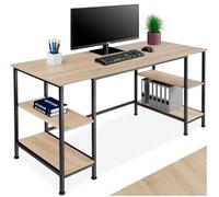 TecTake® Bureau avec 4 étagères 137 x 55 x 75 cm, Grande Table Bureau Style Industriel Bureaux Ordinateur Meuble pc Table de Travail Meuble Ordinateur Desk Teletravail Gaming, Bois Clair