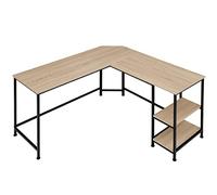 TecTake® Bureau d'angle 138 x 138 x 75,5 cm Table de Bureau Design Industriel en Bois MDF & Acier avec Rangement Table de Travail Bureaux Ordinateur Desk Teletravail, Tables en L, Bois Clair