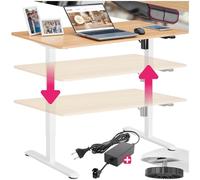 TecTake® Bureau électrique réglable en Hauteur Assis Debout 120 x 60 x 73,5-118 cm en Acier - Table de Travail Ergonomique pour Ordinateur et Teletravail