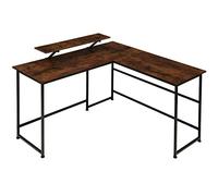 TecTake Bureau Informatique d'angle Table d’Ordinateur Gamer en L avec Support d’écran Table de Travail Style Industriel - diverses Couleurs (Bois foncé Style Industriel)