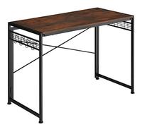 TecTake® Bureau Pliable 102 x 51 x 77 cm, Bureau Style Industriel, Grilles latérales avec Huit Crochets pour Accessoires, Table Ordinateur Meuble Industriel Table de Travail Teletravail, Bois foncé