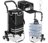 tectake® Caddie de Courses 40 L, 3en1, Chariot de Courses, Sac à Bandoulière, Diable, 2 Roues étoiles Tout-Terrain, Compartiment Isotherme, Chariot à roulettes Pliable, Caddie, Cabas Roulette Marché