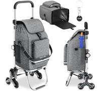 tectake® Caddie de Courses 56L, 3en1, Chariot de Courses, Sac à Bandoulière, Diable, 2 Roues étoiles Tout-Terrain, Compartiment Isotherme, Chariot à roulettes Pliable, Caddie, Cabas Roulette Marché