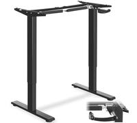 tectake® Cadre de Bureau réglable, Manivelle, Largeur variable, max. 70 kg | 84-129 x 60 x 71-121 cm, Ajustement continu avec Mécanisme manuel, Acier époxy robuste, Installation rapide, noir