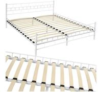 TecTake® Cadre de lit avec sommier en Bois Lit 180x200 cm Cadre en Acier laqué époxy 2 Personnes Double Chambre Adulte, ado ou Enfant Moderne Meuble Chambre pour Matelas 180x200