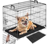 tectake® Cage pour Chien Pliable Caisse de Transport pour Chien et Chiots Taille S pour Transport en Voiture, Coffre de Voiture, Maison, Jardin, extérieur, Camping, Chien Accessoires - 78x48x52,5 cm