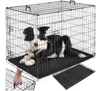 tectake® Cage pour Chien Pliable et Robuste Caisse de Transport pour Chien & Chiots Taille L, Fond Amovible, 2 Portes Double Verrouillage, Poignées de Transport, Accessoires Chiens, 108 x 71 x 76 cm