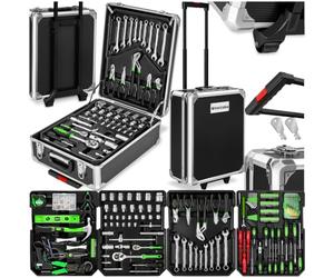 tectake Caisse à outils sur roulettes Servante d'atelier complète avec outils 1200 pièces - Rangement atelier Outillage à main Bricolage Embout visseuse Kit tournevis