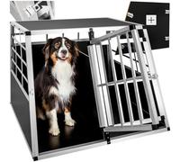 tectake® Caisse de Transport 97 x 90 x 69,5 cm pour Chien légère & Solide Double Cage de Transport Chien pour Transport Chiens Voiture, Maison ou Jardin Cage avec paroi pour Max. 2 Chiens