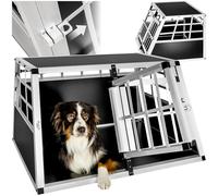 tectake® Caisse de Transport pour Chien légère & Solide Double Cage de Transport Chien pour Transport Chien Voiture, Maison ou Jardin Cage pour Chien avec paroi Max. 2 Chiens - 89 x 69 x 50 cm