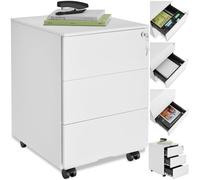 tectake® Caisson Bureau Meuble de Rangement Armoire de Bureau métallique Industriel 39x45x55 cm Verrouillable Meuble tiroir Rangement Bureau avec 3 Tiroirs pour Rangement Papier administratif