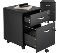 Caisson de bureau - TECTAKE - Desserte VAGUR avec 2 tiroirs et 5 roulettes pivotantes 40 x 44 x 54,5 cm - Noir