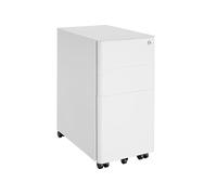 TECTAKE Caisson de bureau à roulettes en acier laqué époxy blanc
