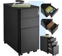 TecTake® Caisson Bureau Meuble de Rangement Armoire de Bureau métallique Industriel 30x50x59,5 cm Verrouillable Meuble tiroir Rangement Bureau avec 3 Tiroirs pour Rangement Papier administratif