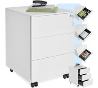 TecTake® Caisson de Bureau Métallique Industriel 39x45x55 cm - Meuble de Rangement Verrouillable Avec 3 Tiroirs pour Papier Administratif