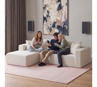 tectake® Canapé d'angle en L, 250 cm, Rembourrage épais, Tissu Bouclé | Mousse haute densité, Sans Armature, Sans Montage, Conserve sa forme, Dessous antidérapant, Coussin inclus, Housses amovibles