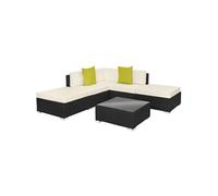 TECTAKE Canapé de jardin lounge en rotin avec cadre en aluminium noir
