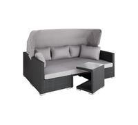 TECTAKE Canapé de jardin lounge en rotin avec cadre en aluminium noir