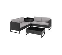 TECTAKE Canapé de jardin lounge en rotin pour 4 personnes noir