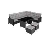 TECTAKE Canapé de jardin lounge en rotin pour 6 à 8 personnes noir