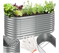 Jardinière - TECTAKE - Carré potager FLORMMA table, capacité 1257 L, en acier galvanisé, gants inclus, 200 x 100 x 80 cm - Argent