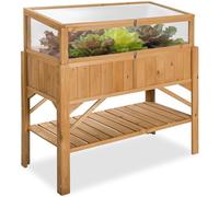 TecTake® Carré Potager de Jardin sur Pied surélevé en Bois, Bac à semis Jardiniere Bois avec Rangement pour Les Outils, Mini Serre Châssis Incluse - 119 x 53 x 90 cm