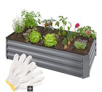 TecTake 403447 Lit de Jardin Surélevé, Potager en Hauteur, Résistant aux Intempéries, env. 120 x 60 x 30 cm, Gris Galvanisé