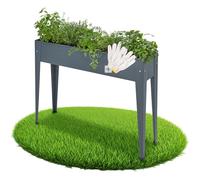 tectake® Carré Potager sur Pied 98,5 x 26 x 82,5 cm, en Acier lâqué époxy | Résistant aux intempéries, paire de gants incluse, capacité remplissage 42 litres, ouverture vidange, gris anthracite