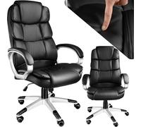 TecTake® Chaise de Bureau Chaise Gaming Fauteuil de Bureau Fauteuil pivotant Design, Siege Ergonomique, Fauteuil avec Accoudoirs, Appui-tête rembourré, Roulette Teletravail - Noir