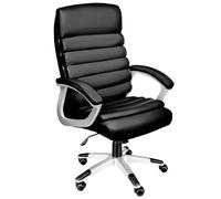 TecTake® Chaise de Bureau Fauteuil de Bureau Fauteuil pivotant Design, Siege Ergonomique, Fauteuils avec Accoudoirs, Rembourrage très épais, Roulette, Hauteur réglable Teletravail - Noir