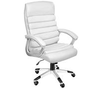 TecTake® Chaise de Bureau Fauteuil de Bureau Fauteuil pivotant Design, Siege Ergonomique, Fauteuil avec Accoudoirs, Rembourrage très épais, Roulette, Hauteur réglable Teletravail - Blanc